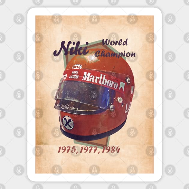 1975 Niki Lauda Sticker by Popcult Posters